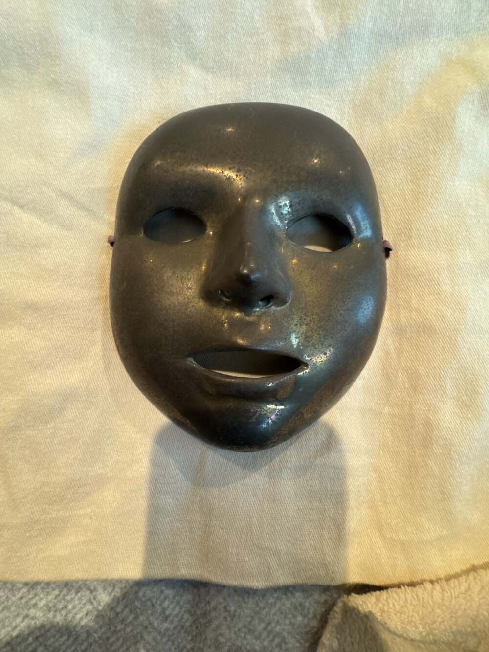 Vintage Solid Brass Face Wall Mask, Made in India, 6-inch Decorative Figurine